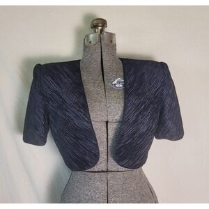 Vintage Mary Mcfadden Silk Micro Pleated Bolero Top Jacket Designer Saks Fifth 8